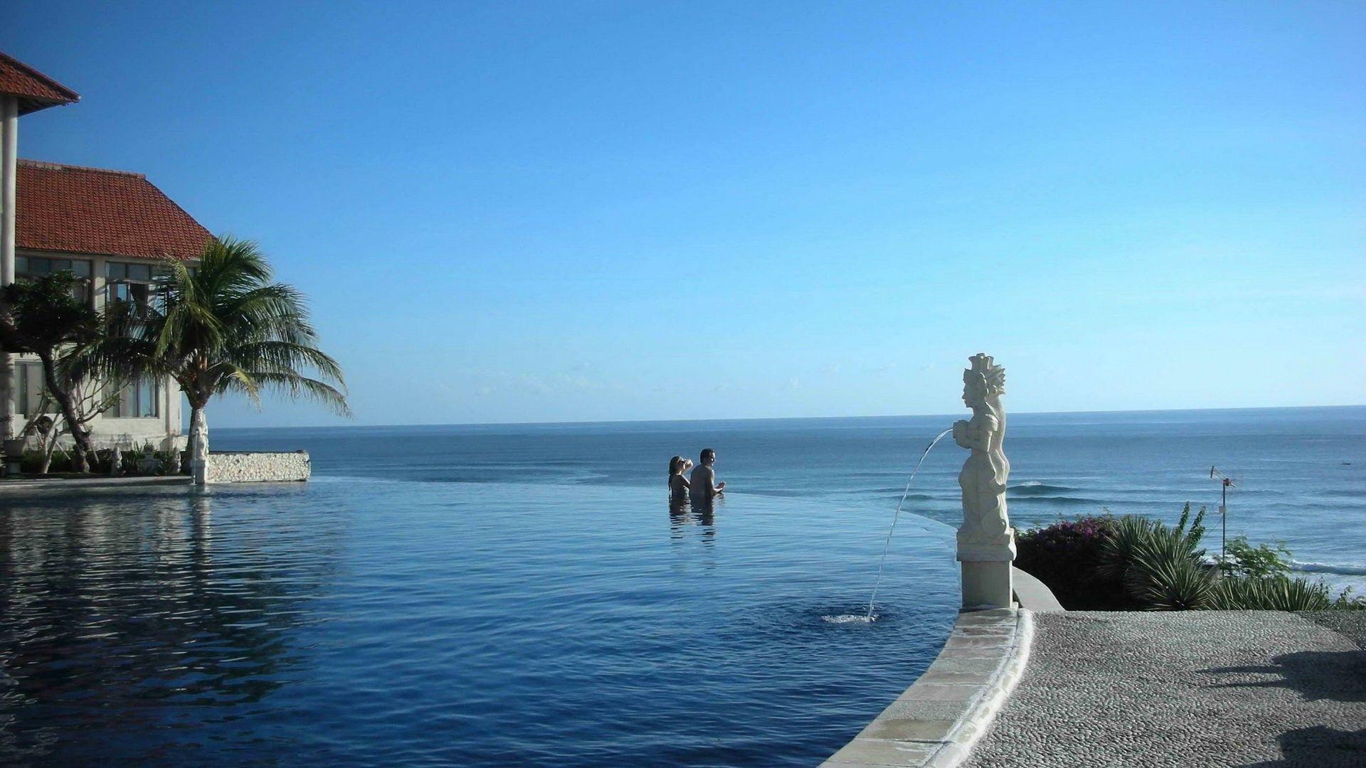 1920x1080 Beaches: Romantic Beach Getaway Pool Nature Sky Wallpaper Picture