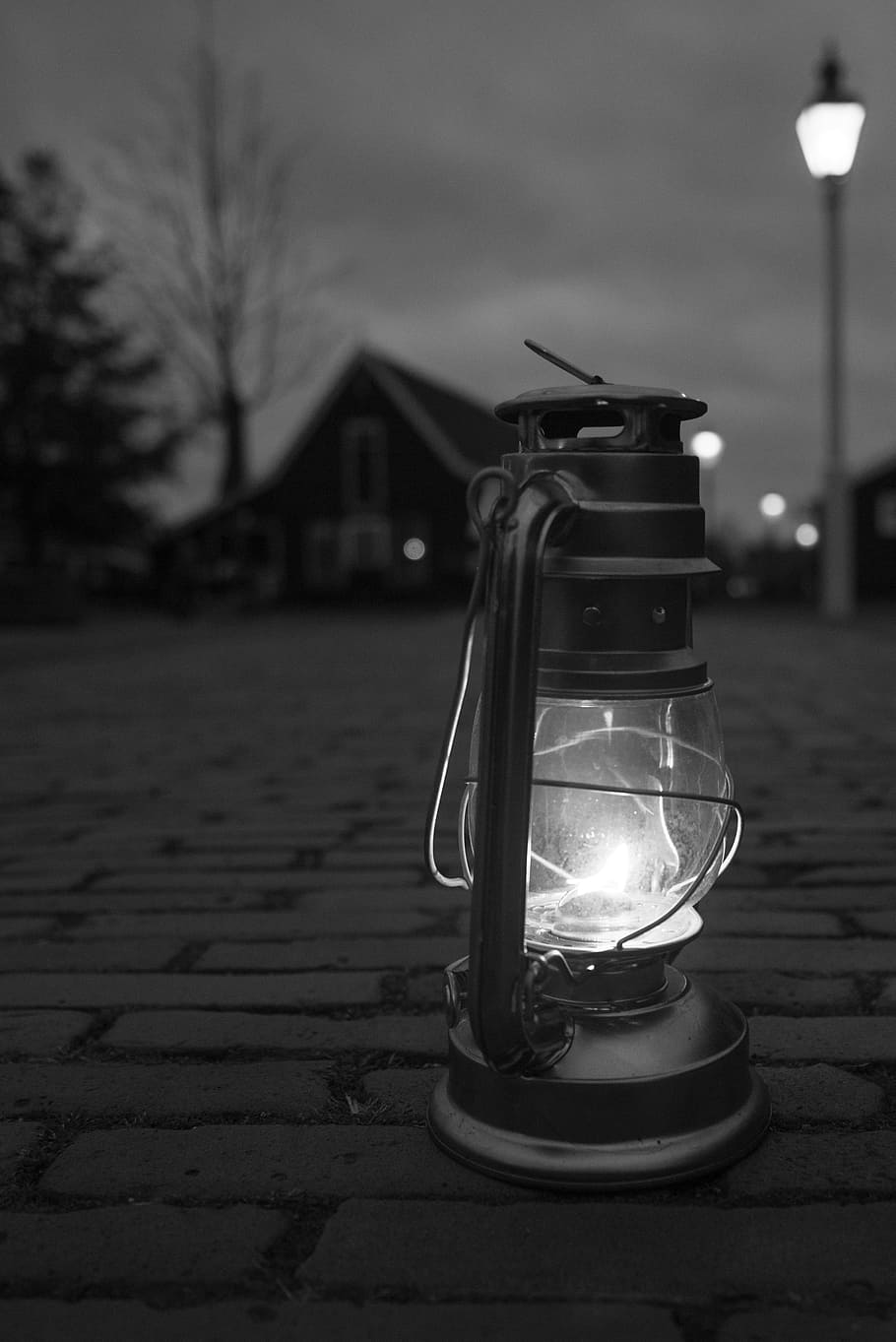910x1363 Greyscale Photography, Lamp, Floor, Antique, Black And White, Black And White, Cobblestone, Illuminated