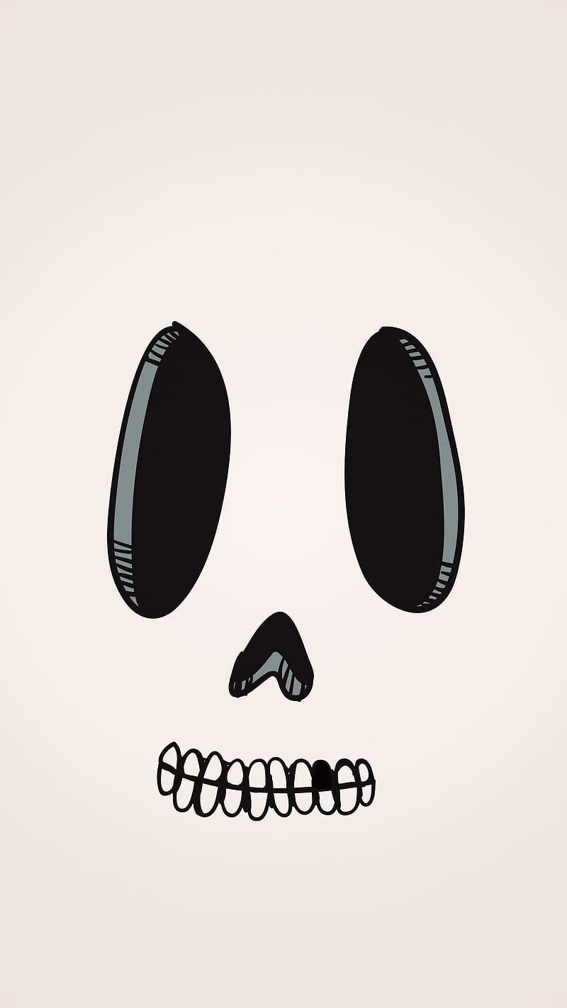 800x1422 Fun Skull White, cartoon, clean, drawing, funny, light, simple, HD phone wallpaper