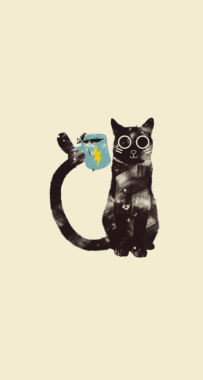 800x1497 Ƒ↑TAP AND GET THE APP! Animals Fun Cat Cup Funny Cute Cool Art Drawing Beige iPhone 6 Wallpape. Cool and funny, HD phone wallpaper
