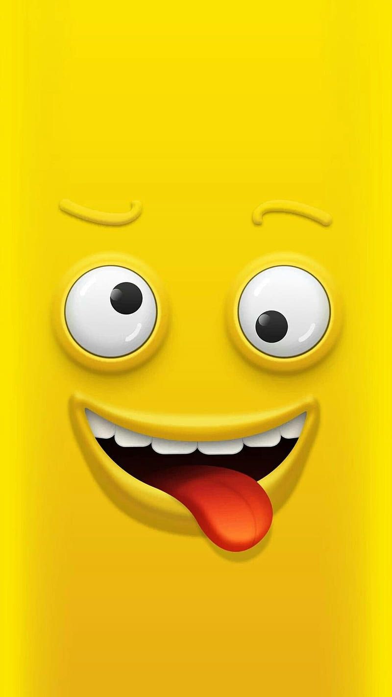 800x1422 Yummy, cartoon, drawings, eyes, face, funny, humor, teeth, tongue, yellow, HD phone wallpaper