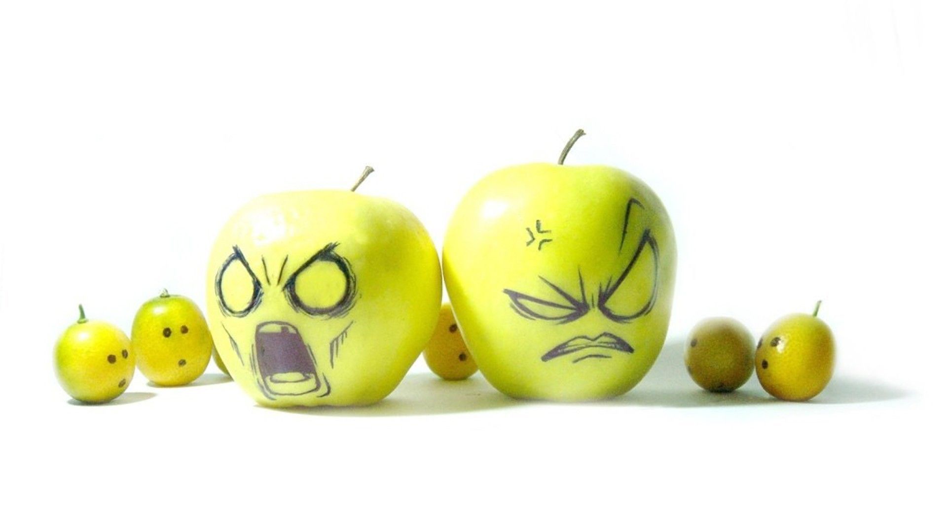 1920x1080 Funny Fruits Face Drawing In White Background HD Funny Wallpaper