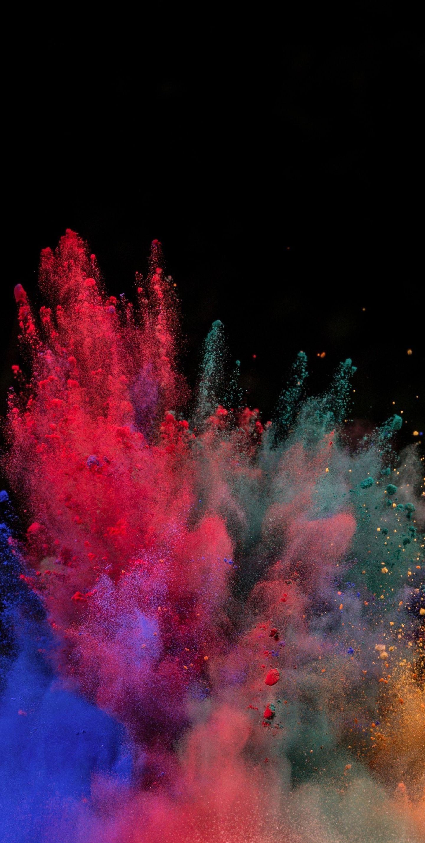 1440x2852 Download 1440x2960 wallpaper color, explosion, powder's blast