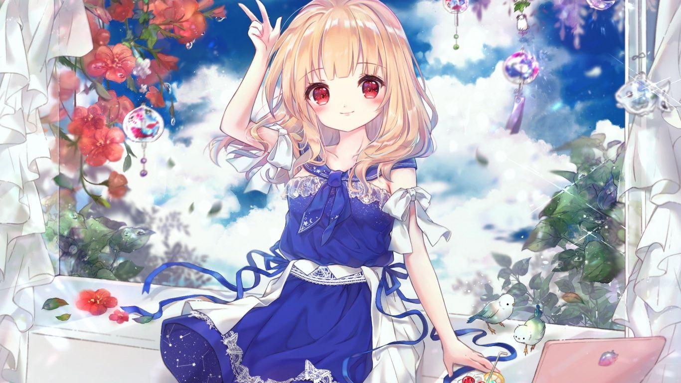 1366x768 Cute Anime Girl Wallpaper For iPhone Wallpaper