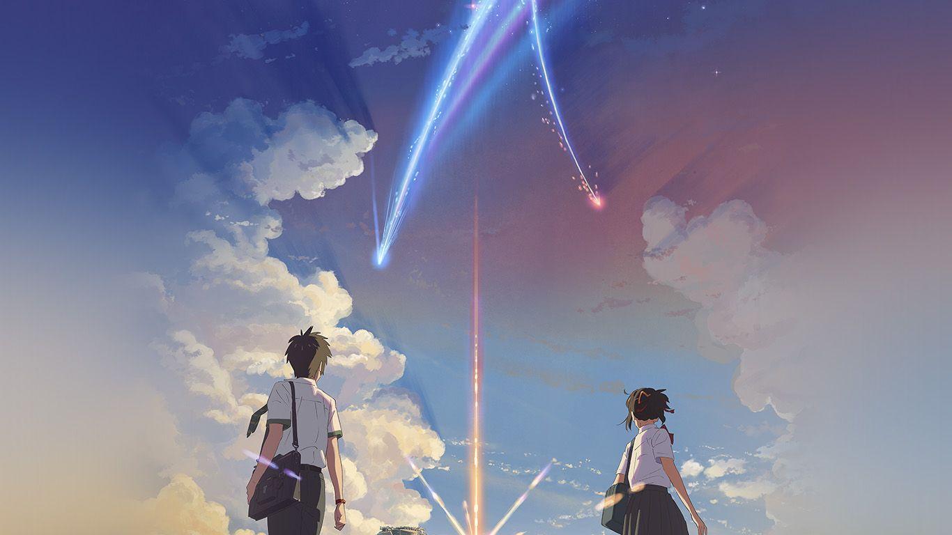 1366x768 Boy And Girl Anime Art Spring Cute Wallpaper