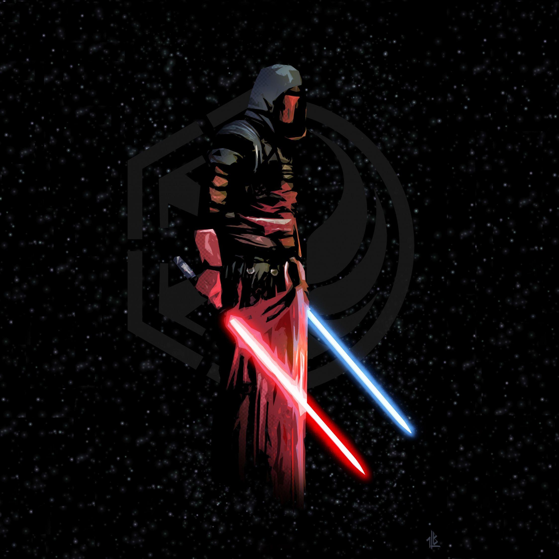2248x2248 Download Darth Revan, lighting bars, star wars, art wallpaper