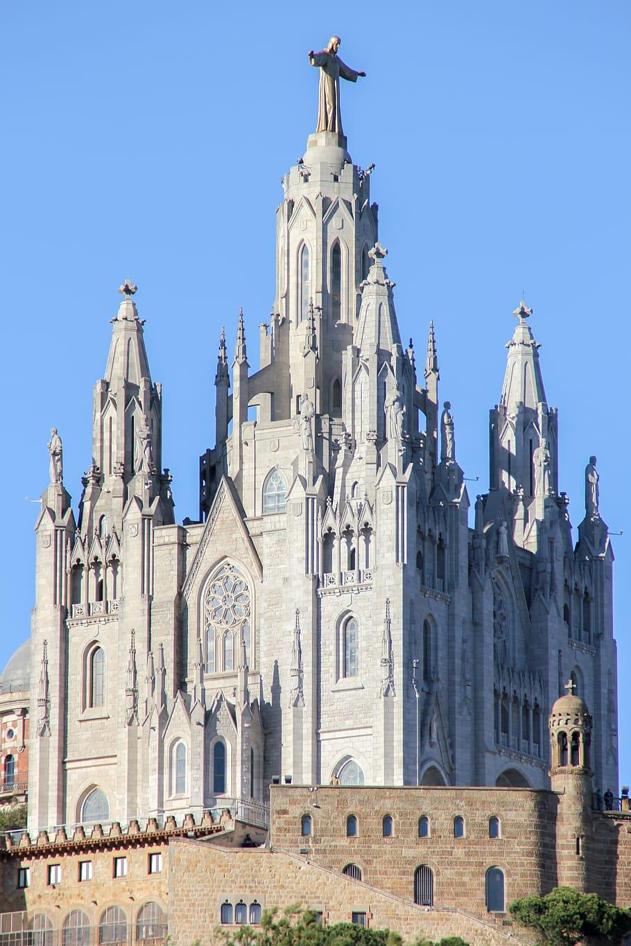 910x1365 HD wallpaper: barcelona, tibidabo, spain, architecture, city