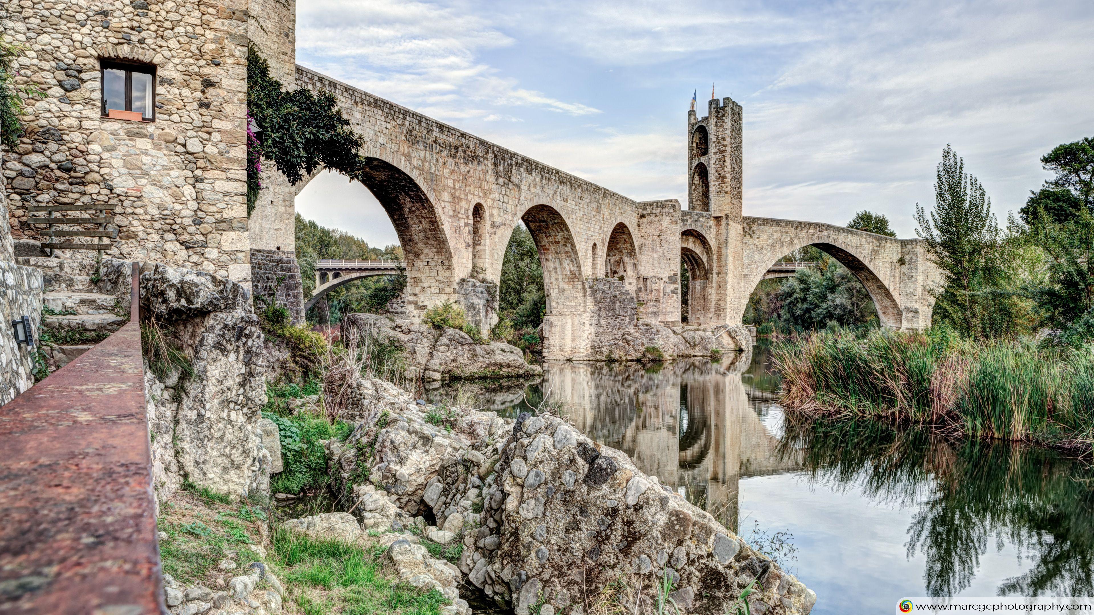 3840x2160 Besalus Romanesque Bridge Catalonia 4k Ultra HD Wallpaper