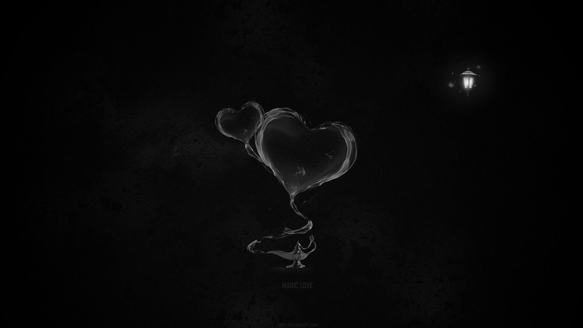 1920x1080 abstract, black, minimalistic, lamps, magic, hearts, black