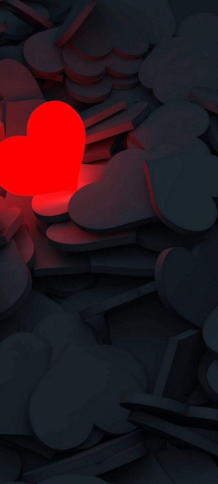 720x1600 Lightning Love Red Heart Wallpaper - [720x1600]