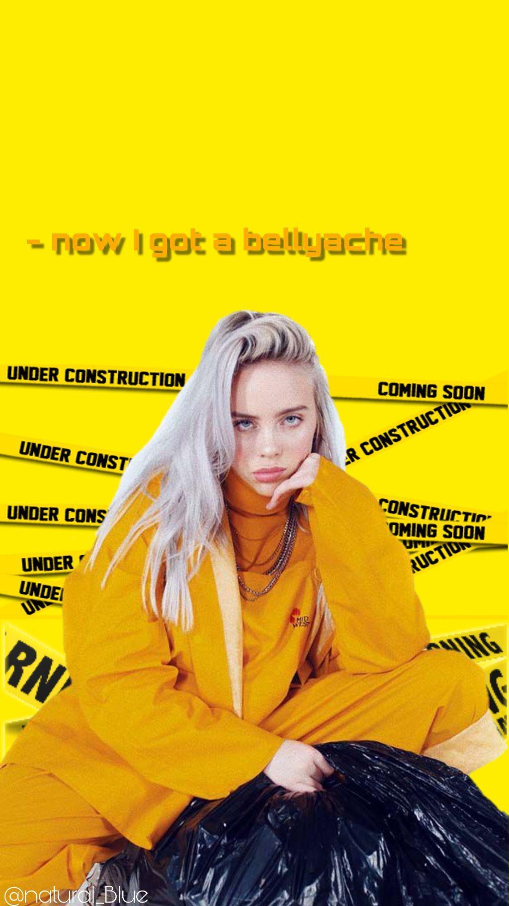 1024x1820 Billie Eilish Yellow HD Wallpaper