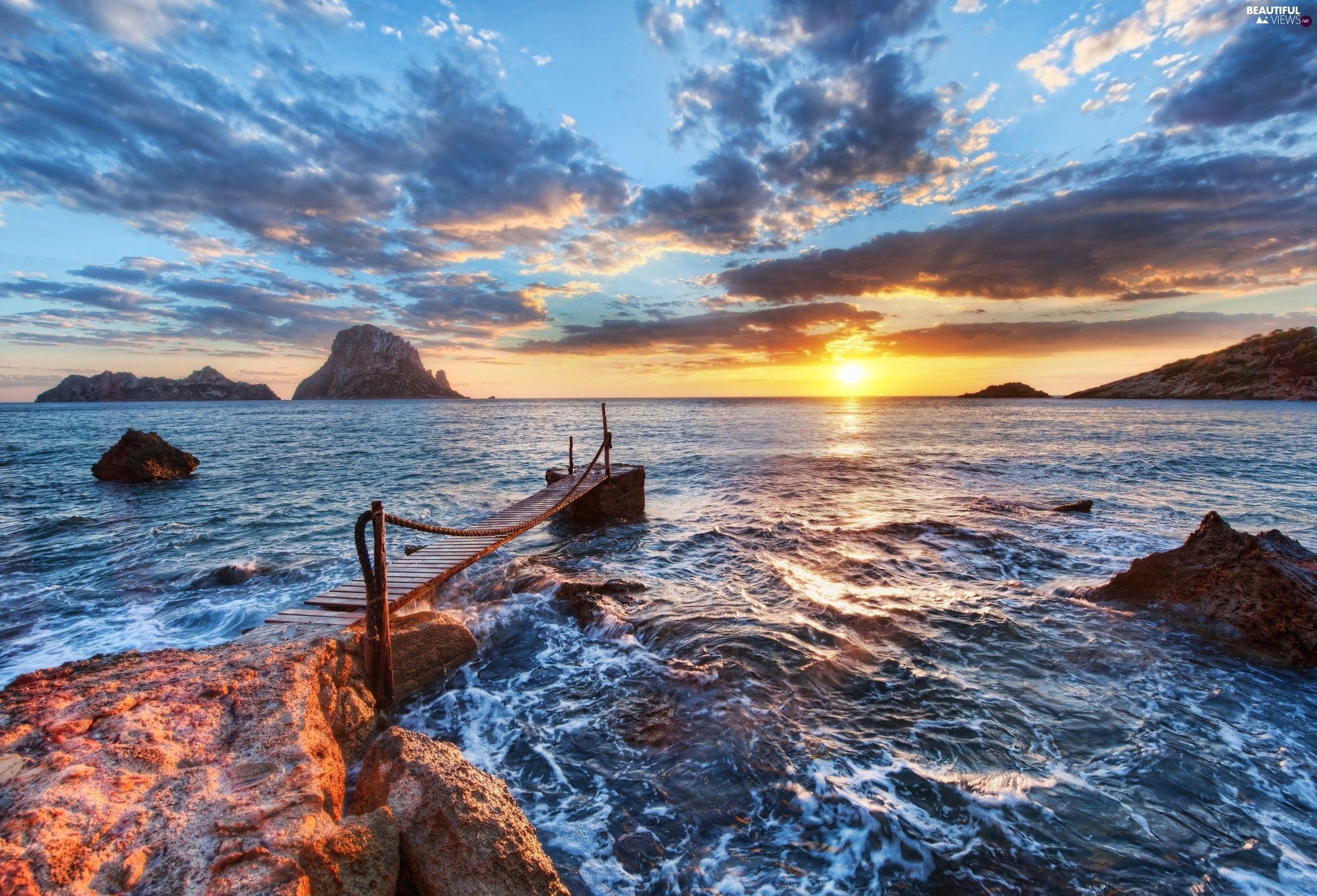 2600x1770 Ibiza, Spain, footbridge, sea, Coast views wallpaper