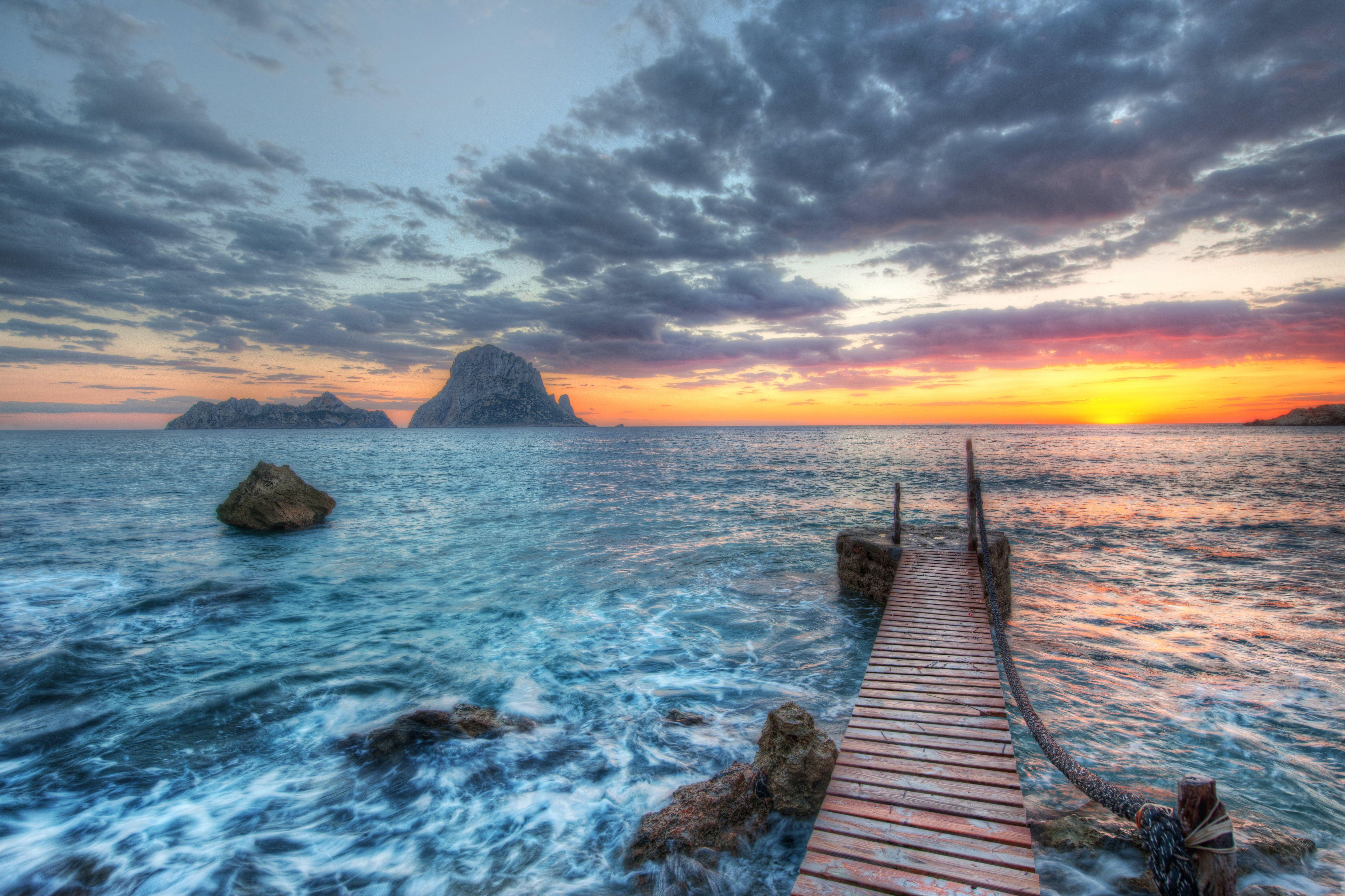 6049x4032 Blue ocean during sunset, ibiza HD wallpaper