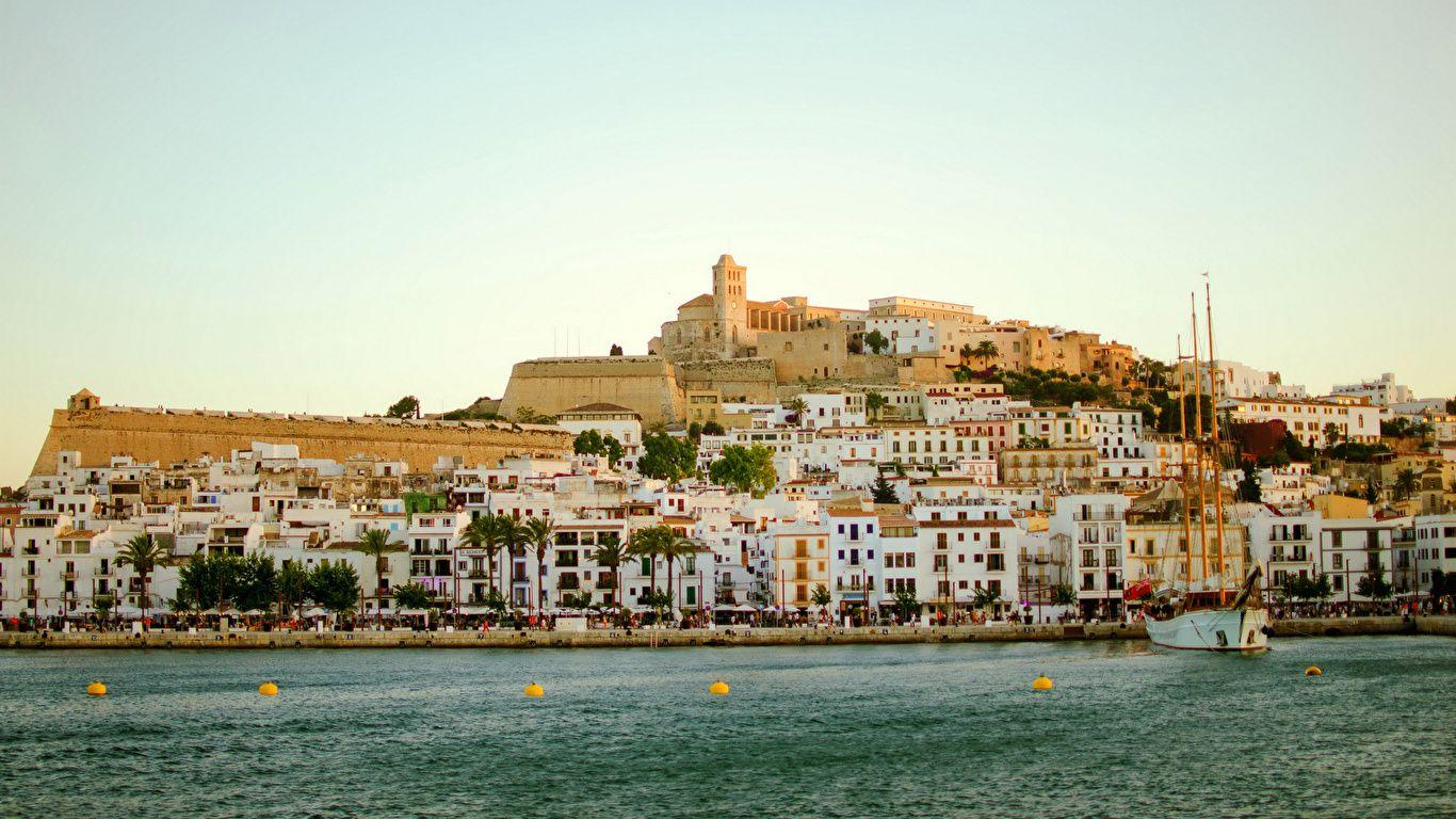 1366x768 Photo Spain Ibiza Sea Berth Cities Building 1366x768