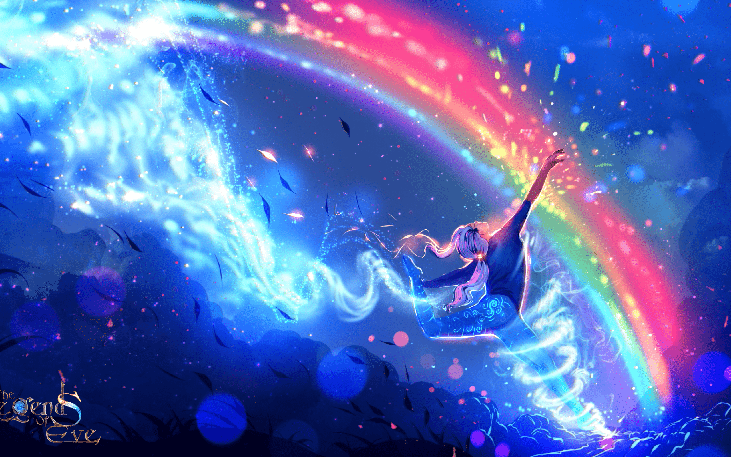 2560x1600 Download 2560x1600 Anime Boy, Rainbow, Dancing Wallpaper