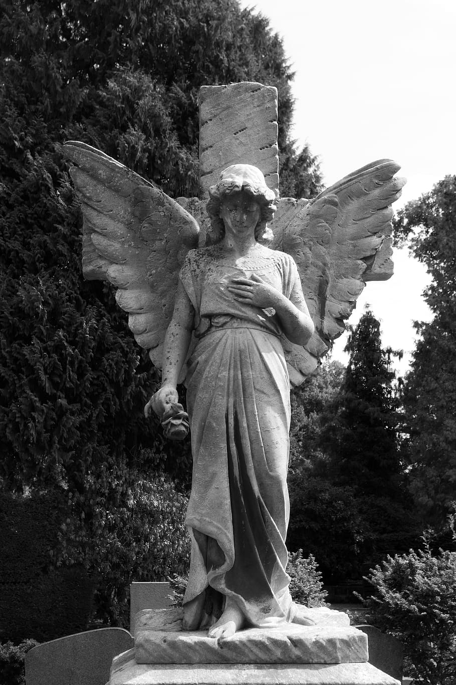 910x1368 HD wallpaper: angel, death, grave, wing, sculpture, statue
