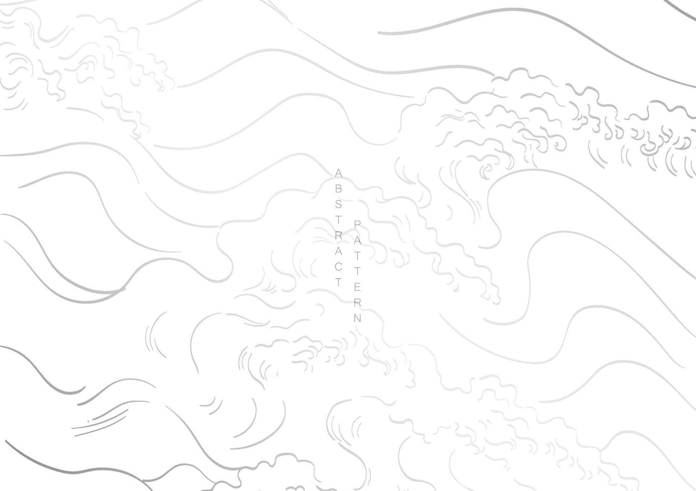 1390x980 Abstract landscape background with white and grey line pattern vector. Japanese hand drawn wave with natural art template. Banner design and wallpaper in vintage style