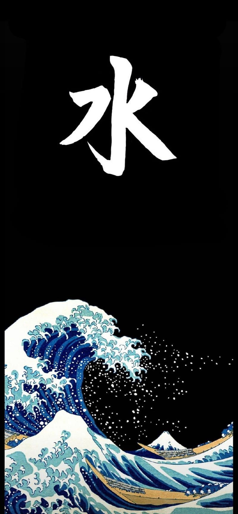 800x1728 Waves, art, black, japan, japan art, japan, vague, vagues, wave, white, HD phone wallpaper