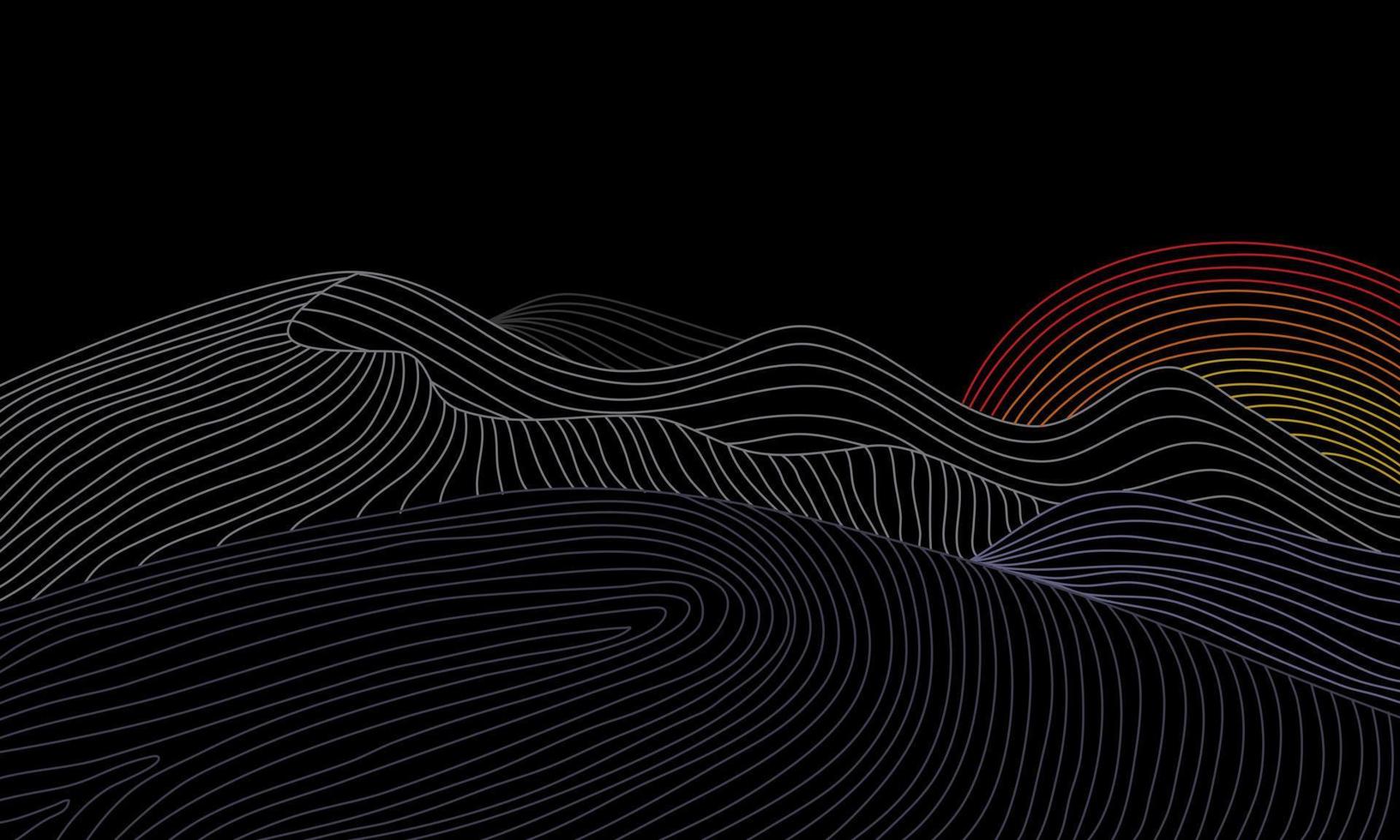 1633x980 Black background white gray line landscape Japanese design abstract wallpaper