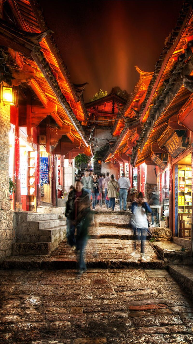 800x1422 Lijiang at Night, china, cidade, city, country, land, landscape, peoples, pessoas, HD phone wallpaper
