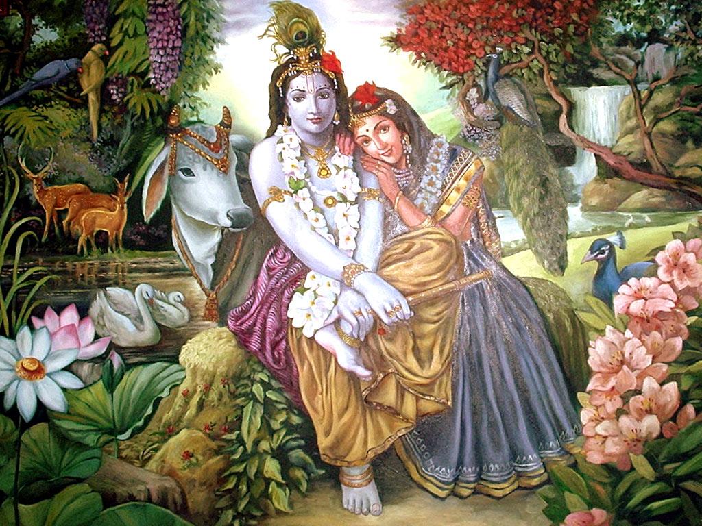 Hình nền 1024x768 Chúa Krishna và Radha