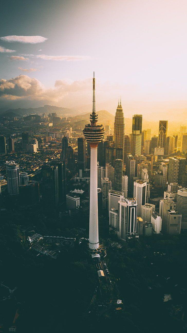 728x1294 HD wallpaper: Shanghai tower, skyscrapers, dawn, kuala lumpur