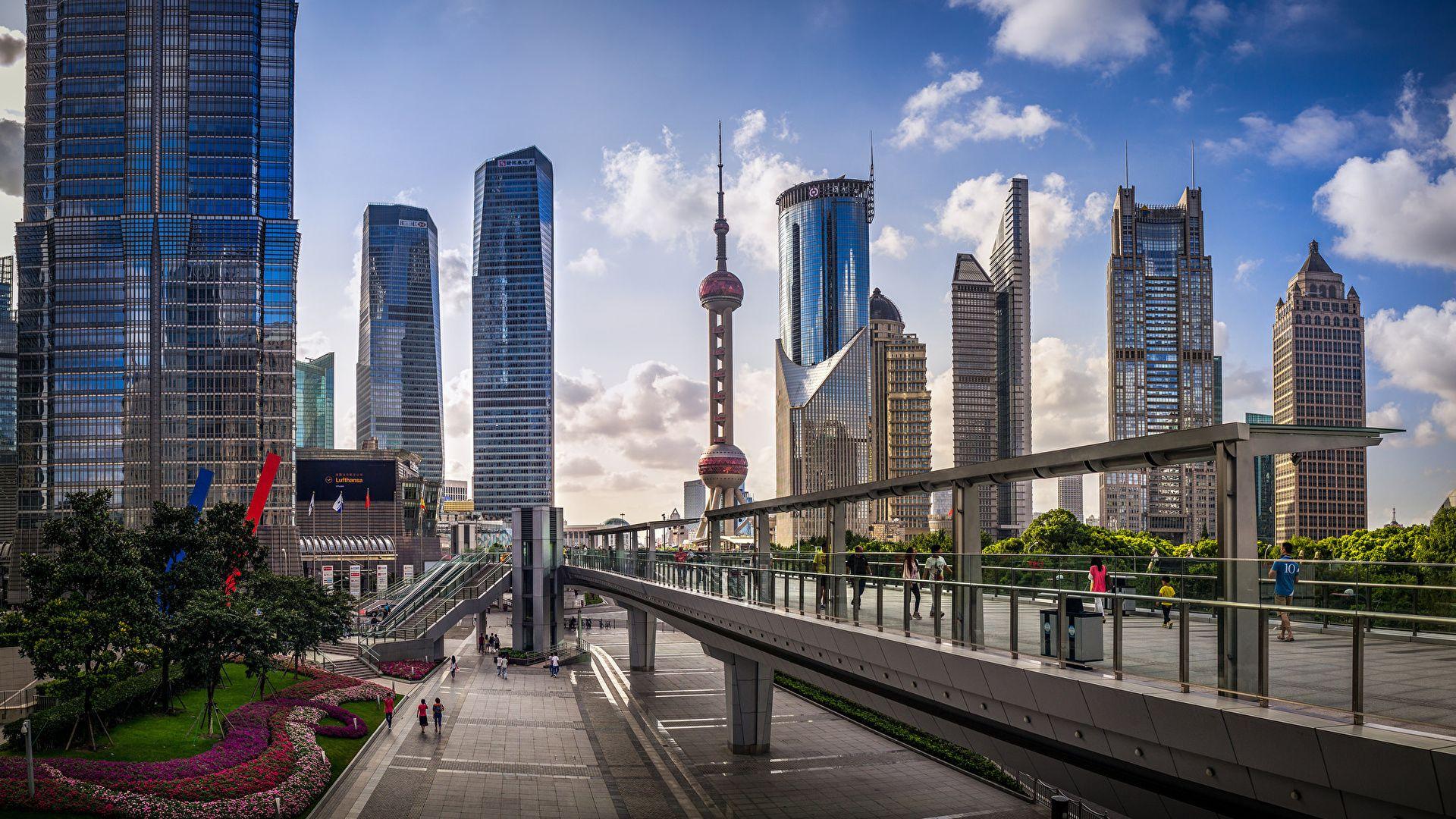 1920x1080 Photo China Oriental Pearl Tower, Bank of Shanghai 1920x1080