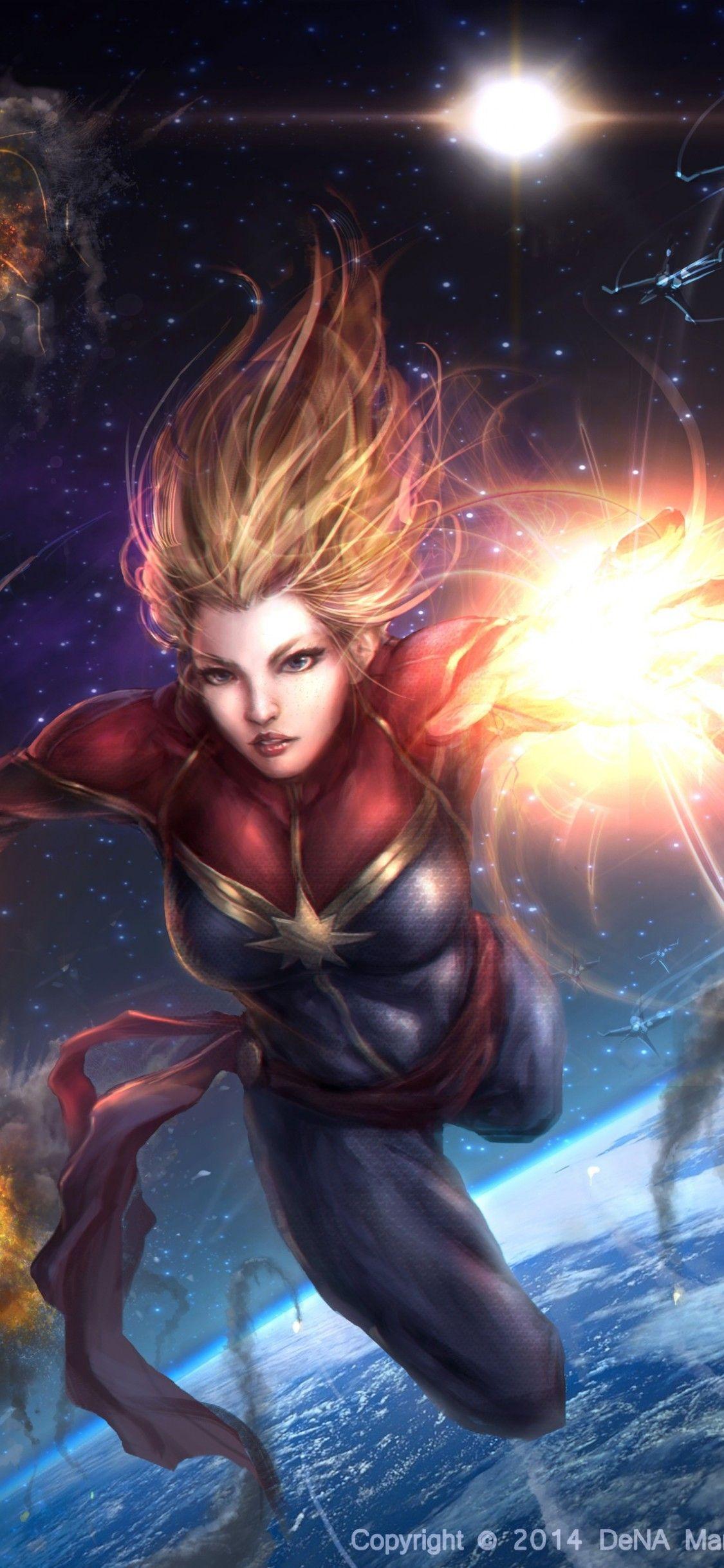1125x2436 Captain Marvel iPhone X Wallpaper Download