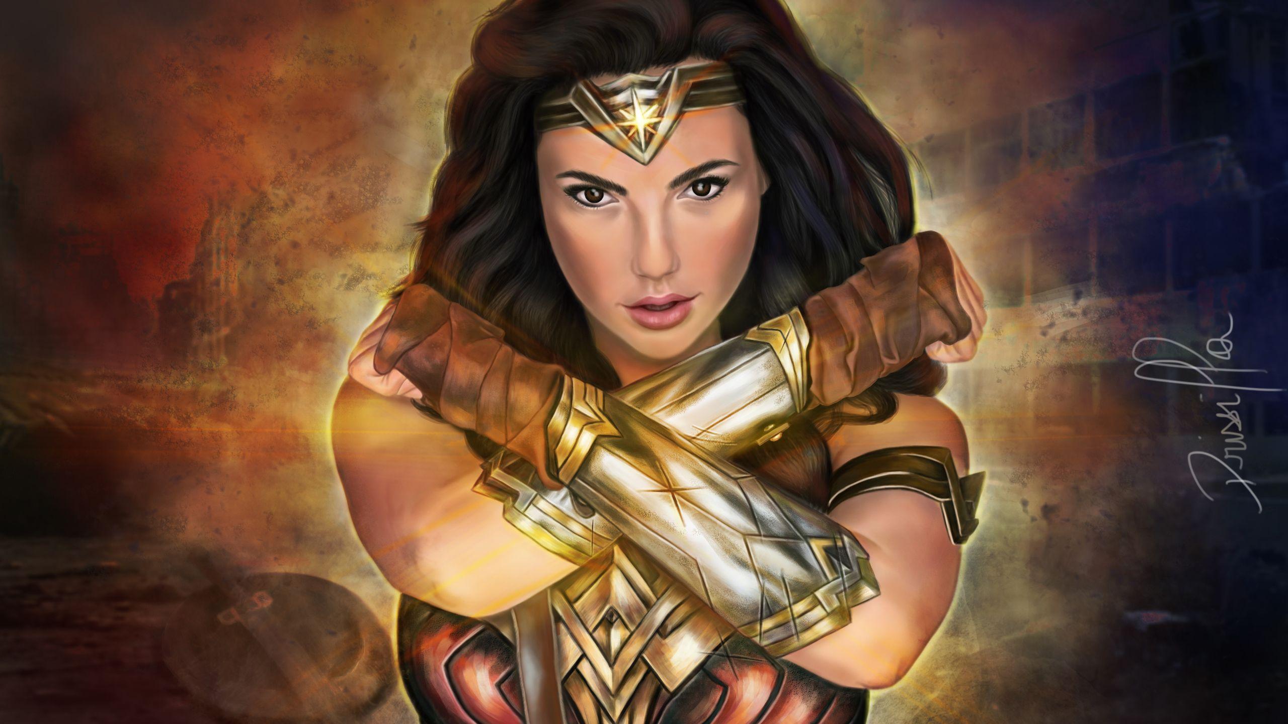 2560x1440 Wonder Woman Justice League 4k Art 1440P Resolution HD