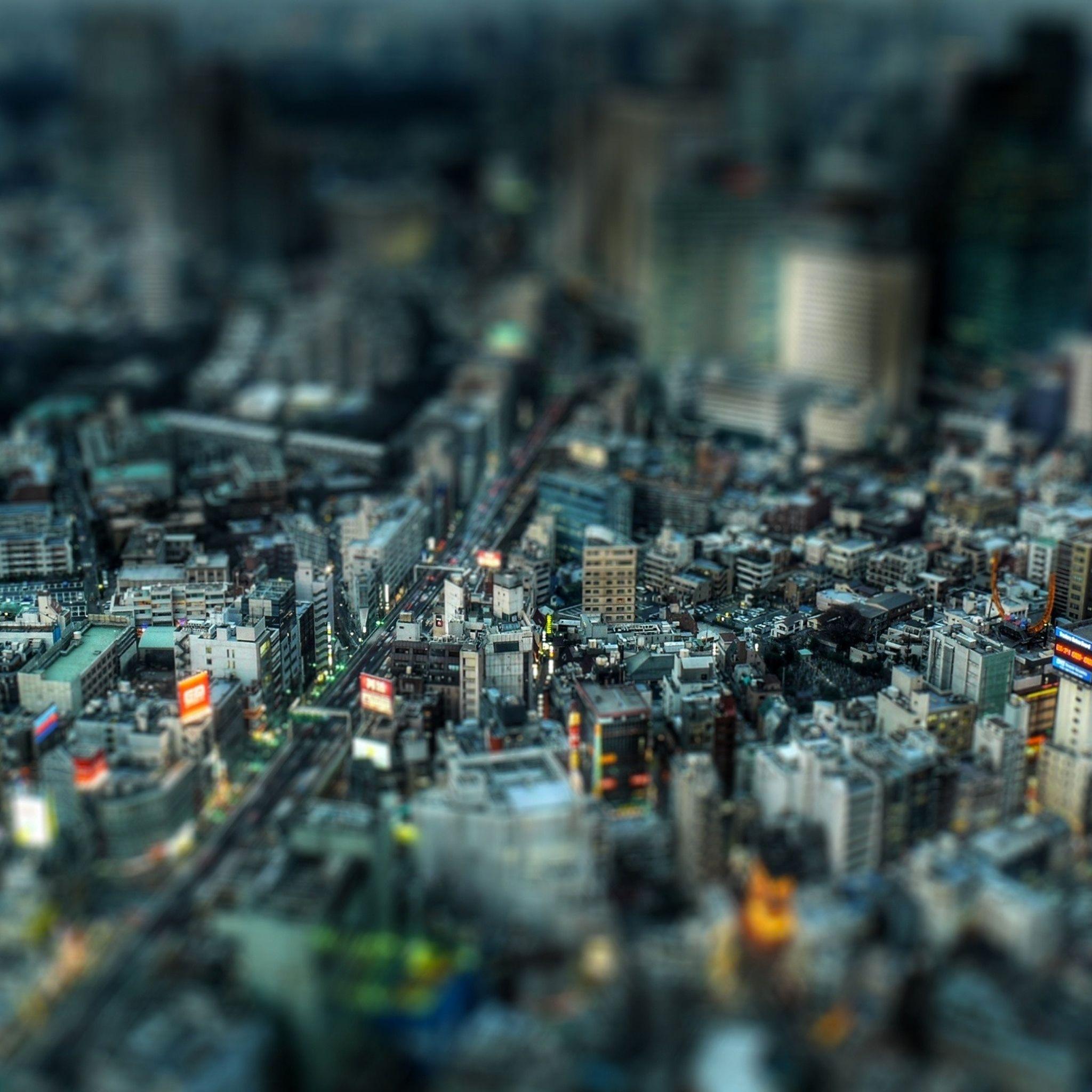 2048x2048 City Street Tilt Shift Tokyo Wallpaper for iPhone X, 6