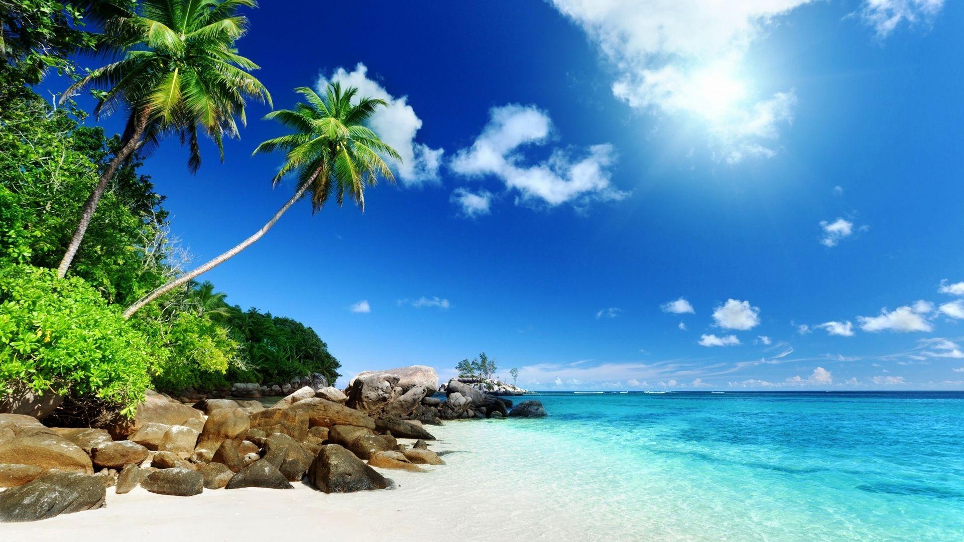 1920x1080 Free download nature Tropical Island Clouds Wallpaper HD Desktop