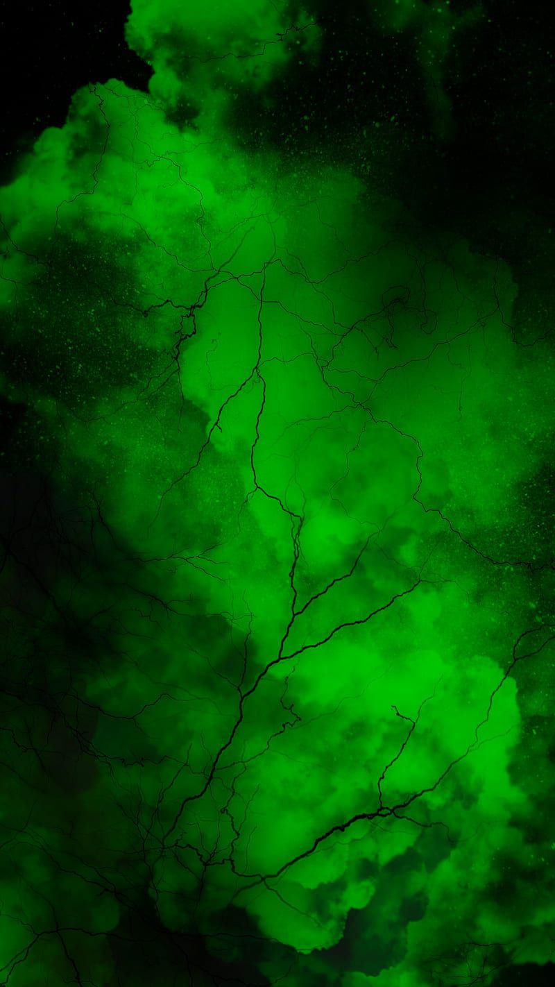 800x1422 Black lightning green, black abstract, acid, cloud, dark, explosion, lightning, HD phone wallpaper