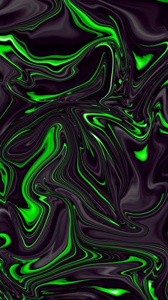674x1200 Black and Green Abstract Liquid Wallpaper