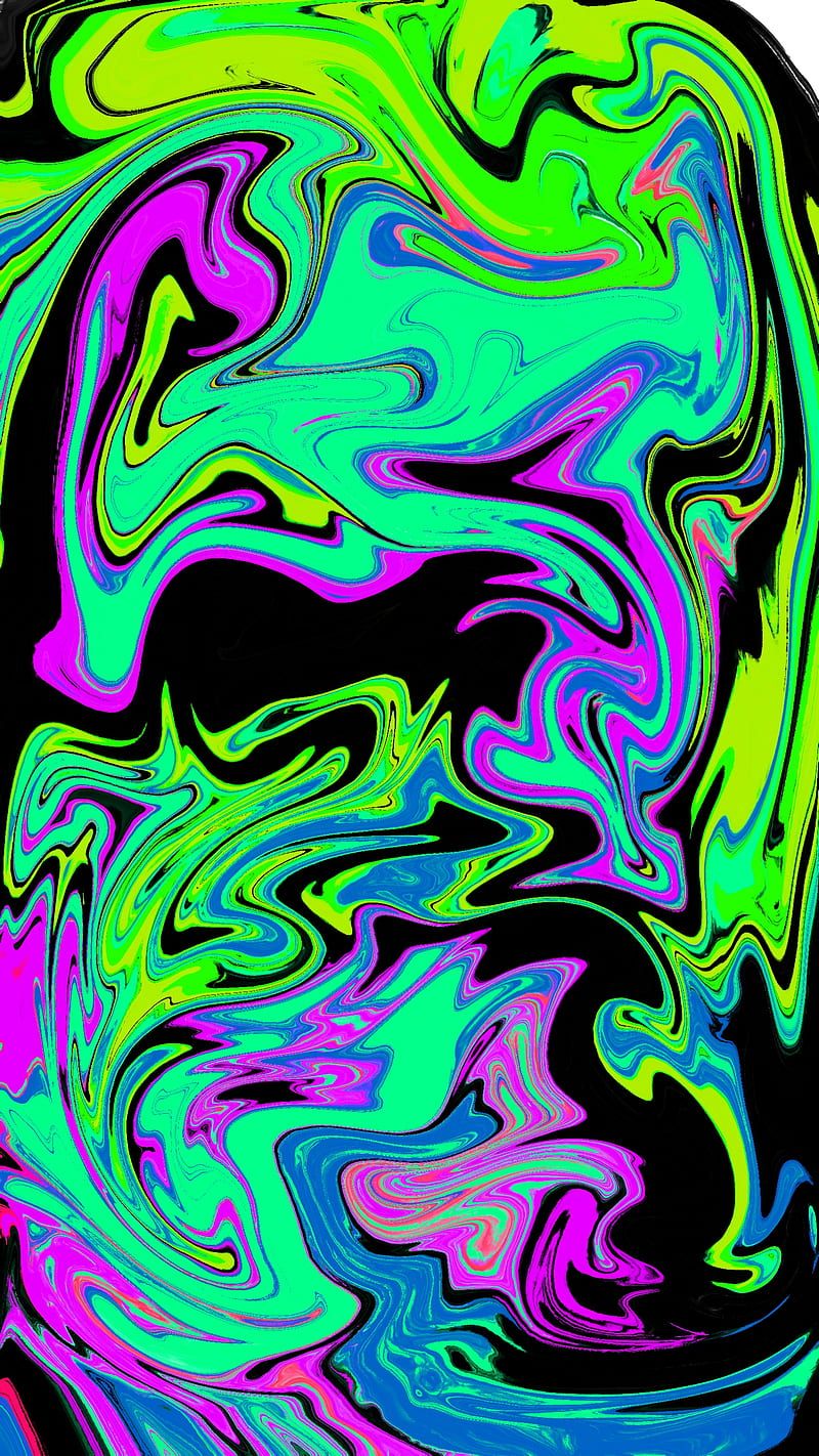 800x1422 Liquid fantasy, abstraction, acid, acrylic, color, green, oil, pink, texture, HD phone wallpaper