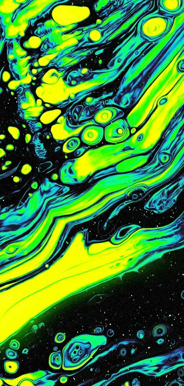 736x1545 Abstract Painting with Green and Blue Colors