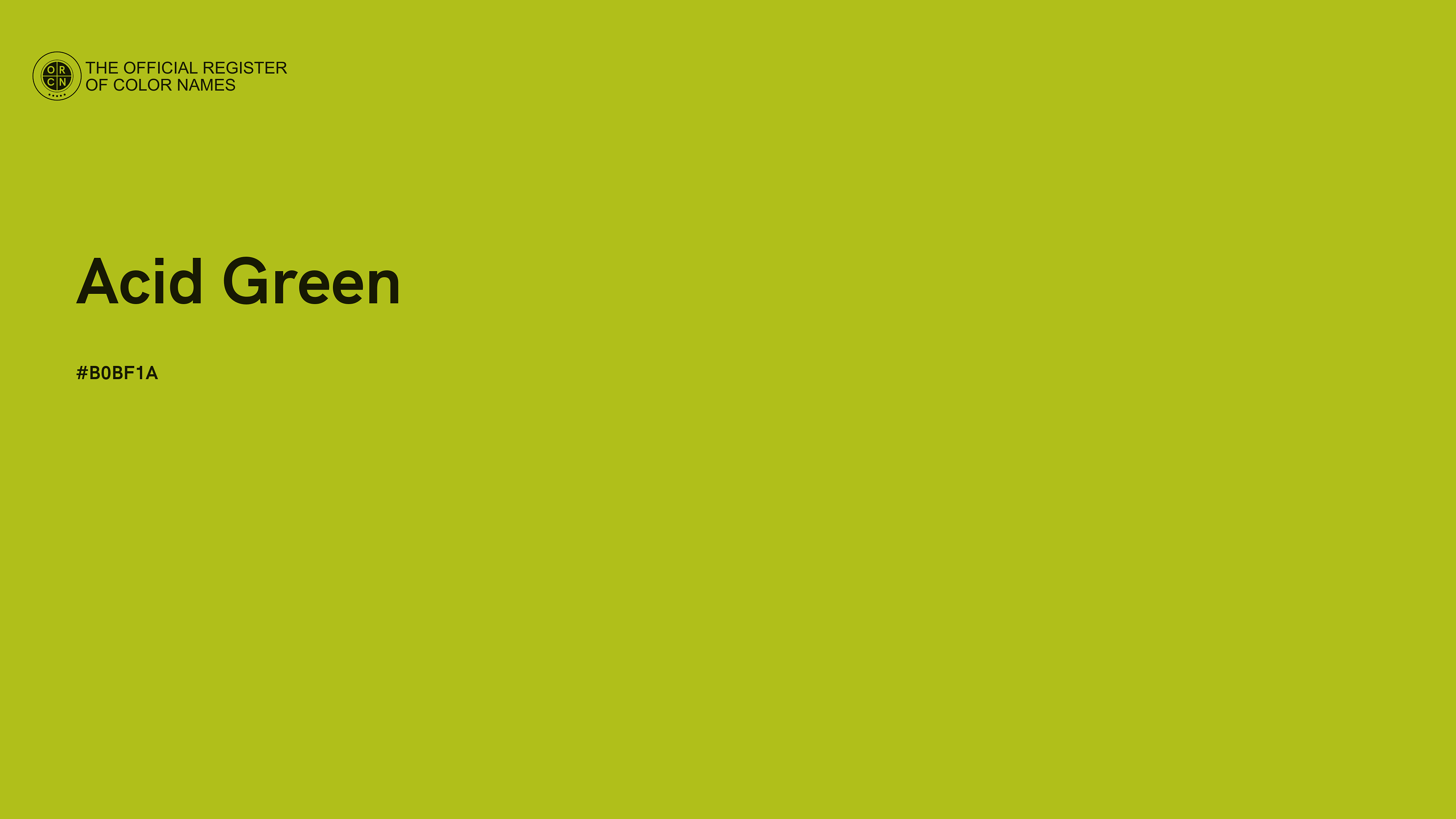 3840x2160 Acid Green color - #B0BF1A Official Register of Color Names