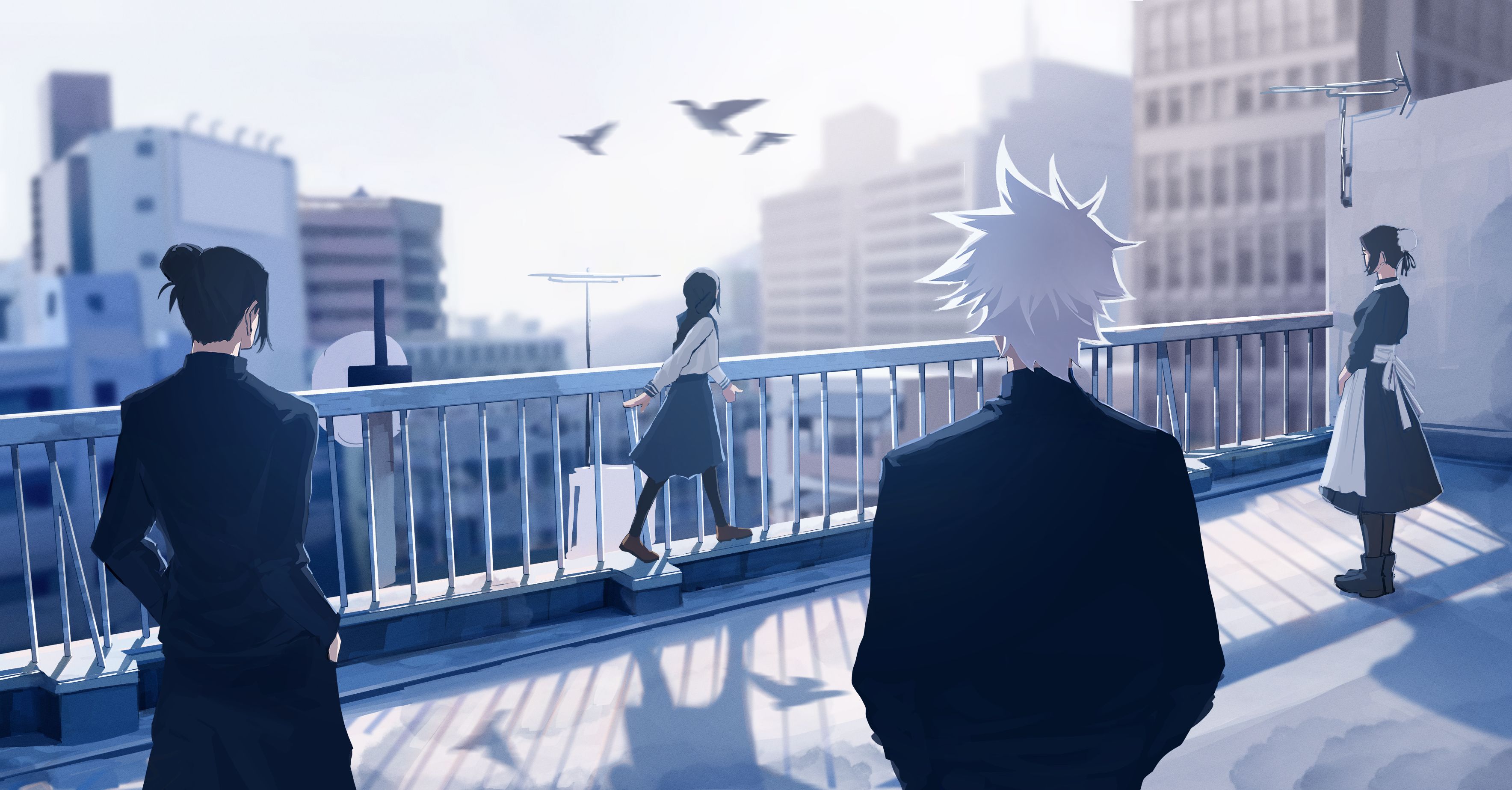3535x1846 Download Jujutsu Kaisen Suguru Geto Riko Amanai Satoru Gojo Misato Kuroi Gojo & Geto HD Wallpaper