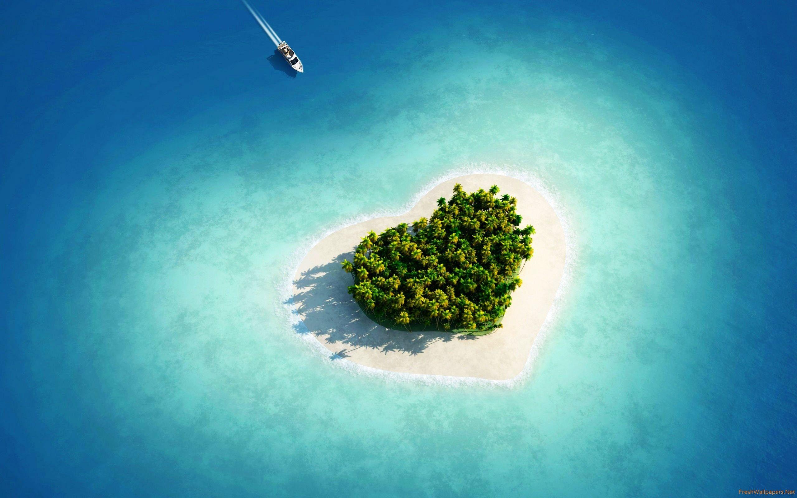 2560x1600 Heart Shaped Tropical Island wallpaper