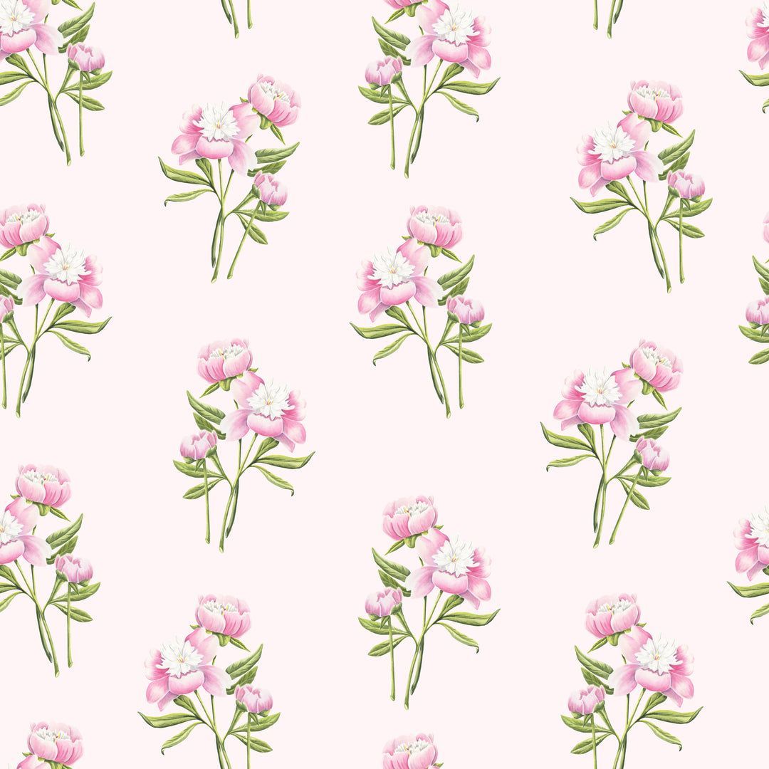 1080x1080 Pink Floral Wallpaper by Cara's Garden, Blush, White, Green for Home Decor