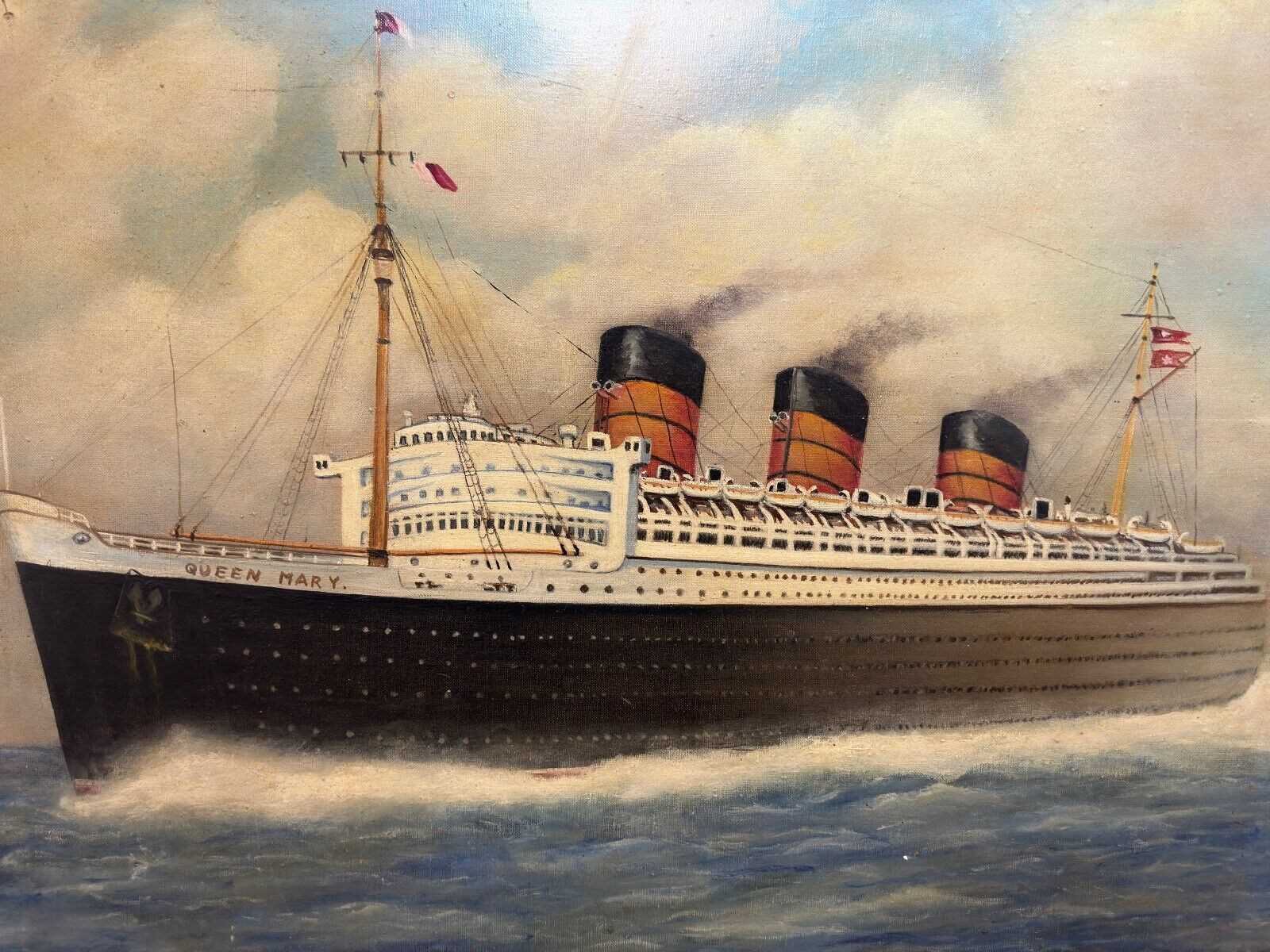 1600x1200 Marine Oil Painting RMS Queen Mary Passenger Steam Ship