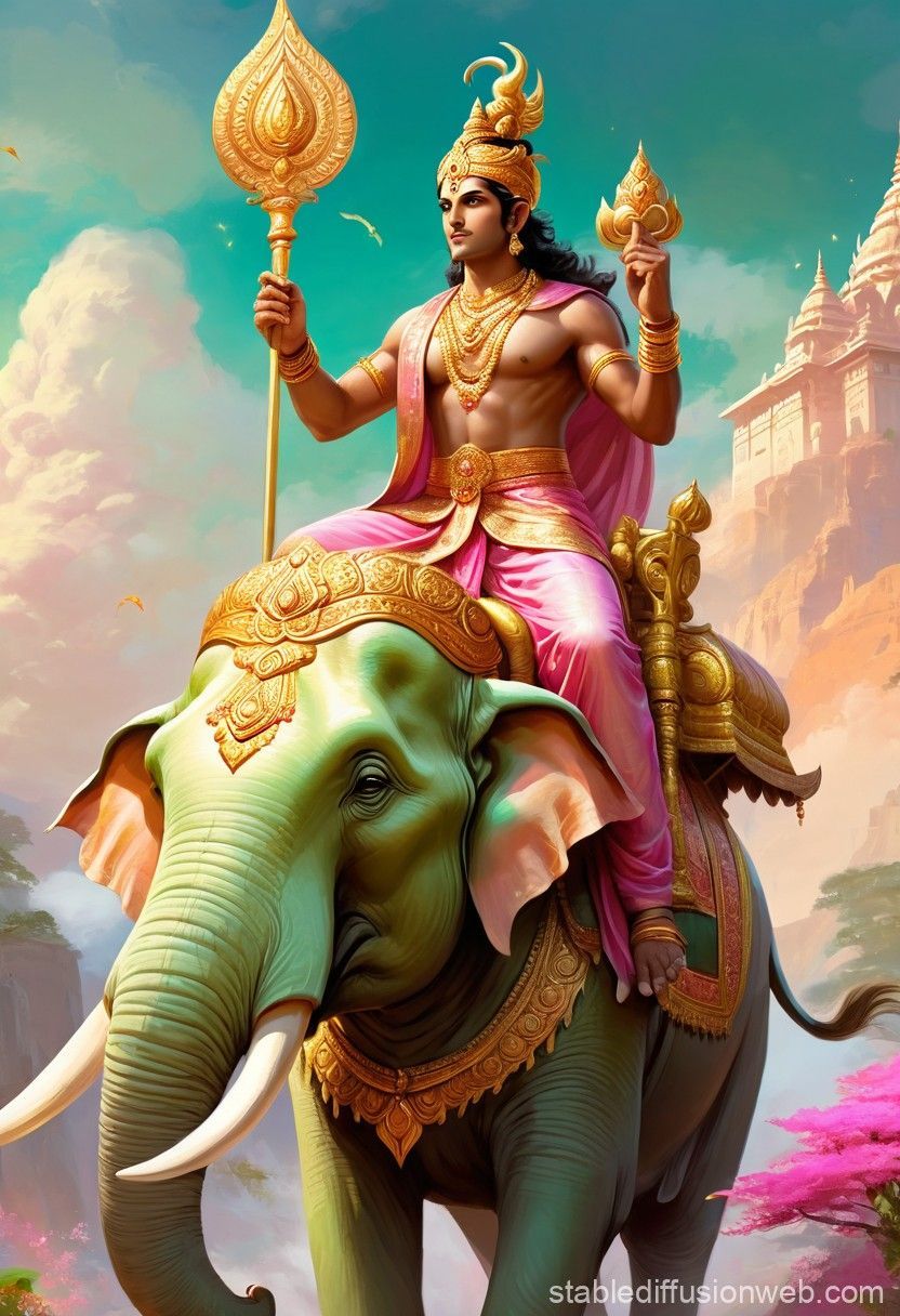 832x1216 Indian Male God Indra Riding a White Elephant. Stable Diffusion Online