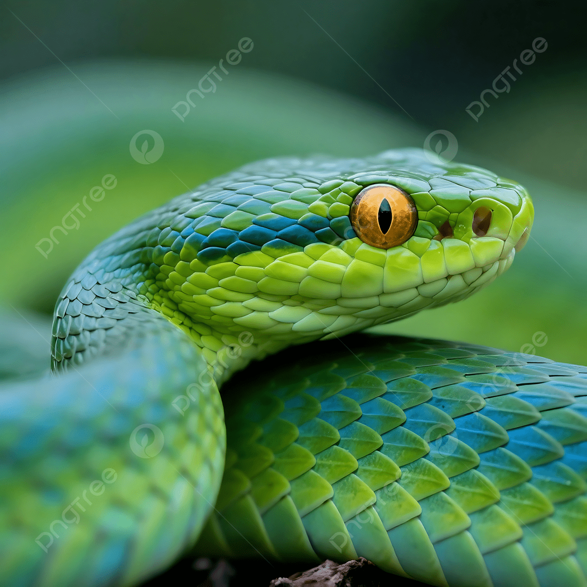 1200x1200 Close Up Of A Vibrant Green Pit Viper, Pit Viper, Green Viper, Venomous Snake Background Image And Wallpaper for Free Download