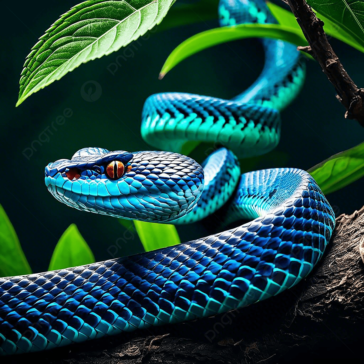 1200x1200 Macro Perfection The Extreme Detail Of A Blue Pit Viper S Hypnotic Presence Photo And Picture For Free Download