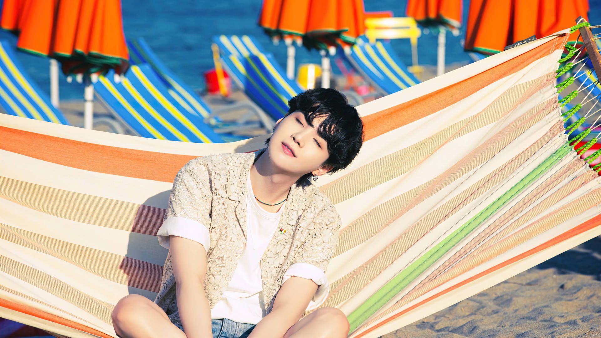 1920x1080 Download BTS SUGA On The Beach Wallpaper