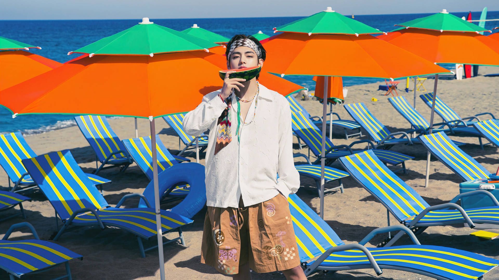 1920x1080 Download BTS Taehyung On The Beach Wallpaper