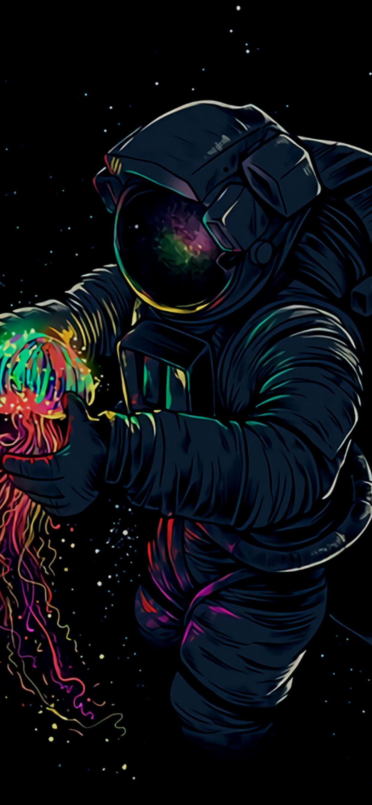 1242x2688 Astronaut With Jellyfish iPhone XS MAX Wallpaper, HD