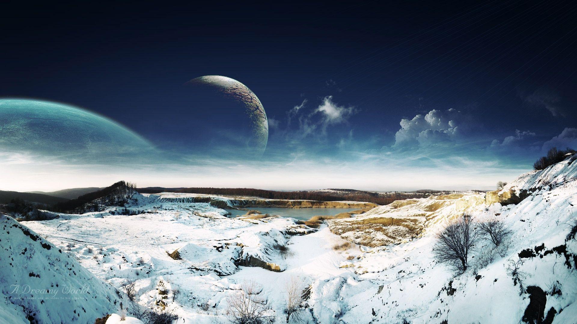 1920x1080 Free download Dreamy Sky Snow Landscape Wallpaper HD Wallpaper