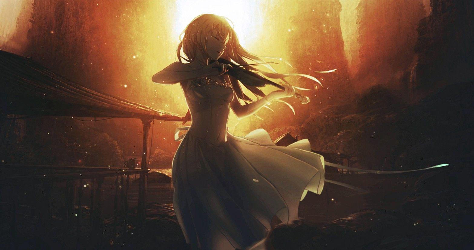 1566x827 #anime, #Miyazono Kaori, #sunset, #violin, #anime girls, #Shigatsu wa Kimi no Uso, wallpaper. Mocah.org HD Desktop Wallpaper