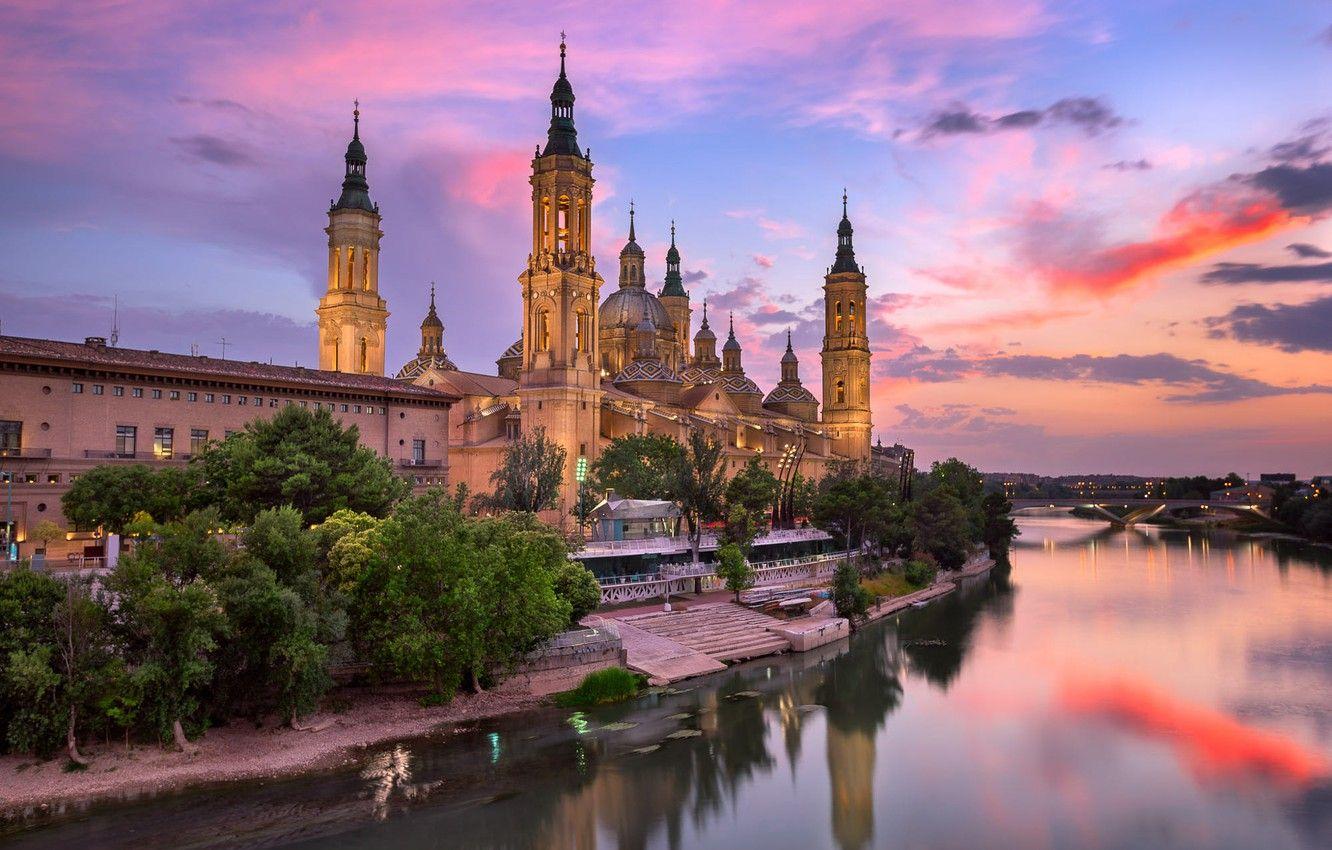 1332x850 Wallpaper sunset, bridge, the city, river, building, Cathedral