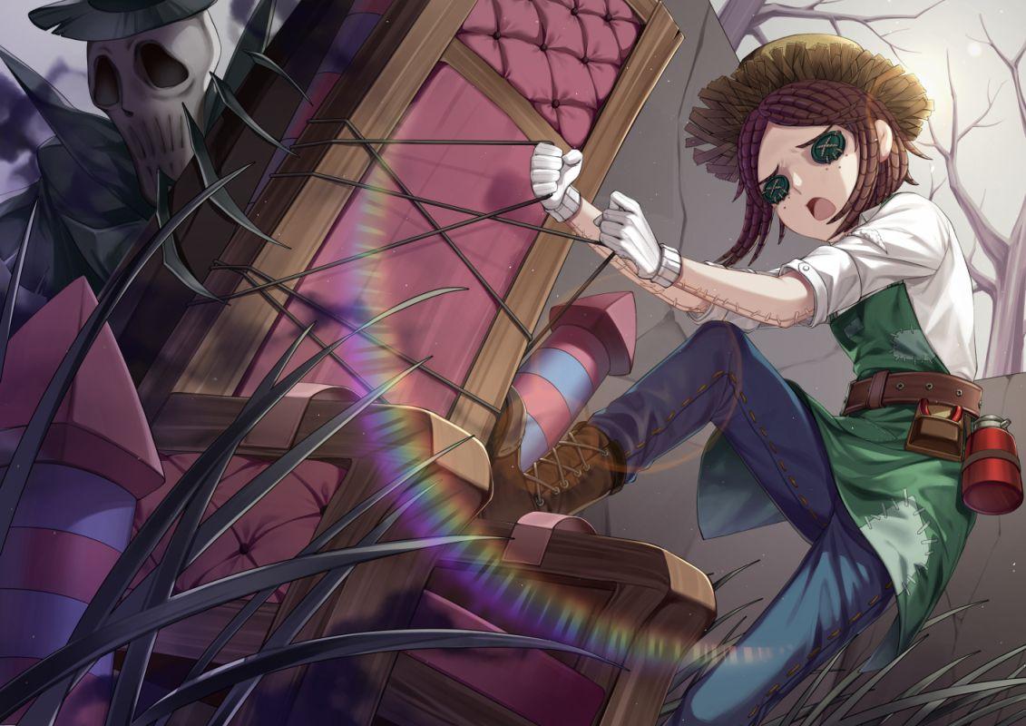 1131x800 apron boots brown hair gloves grass green eyes hat identity v jh